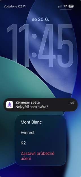 Otázka jako notifikace na zamčené obrazovce