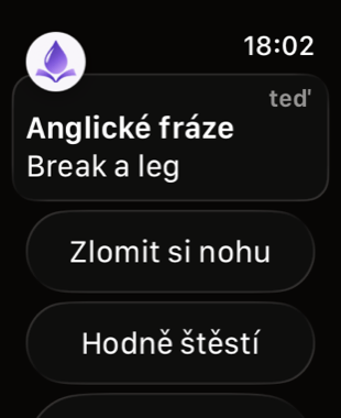 Notifikace s otázkou na Apple Watch