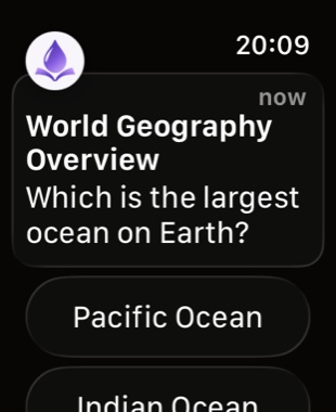 A question notification on Apple Watch